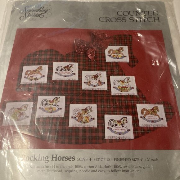 NEW ©1991 Something Special Counted Cross Stitch #50598 "Rocking Horses" Set/10 - Picture 2 of 3